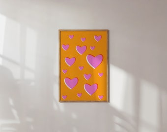 Colorful Hearts Wall Art: Abstract Geometric Print (Digital Download)