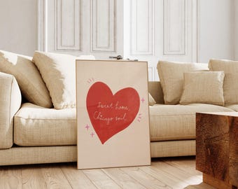 おしゃれ　ピンク　アクセント　センター　テーブル　DOLCE-ST40 GP Chicago Love Quotes Art Print, Dopamine Decor (digital Download