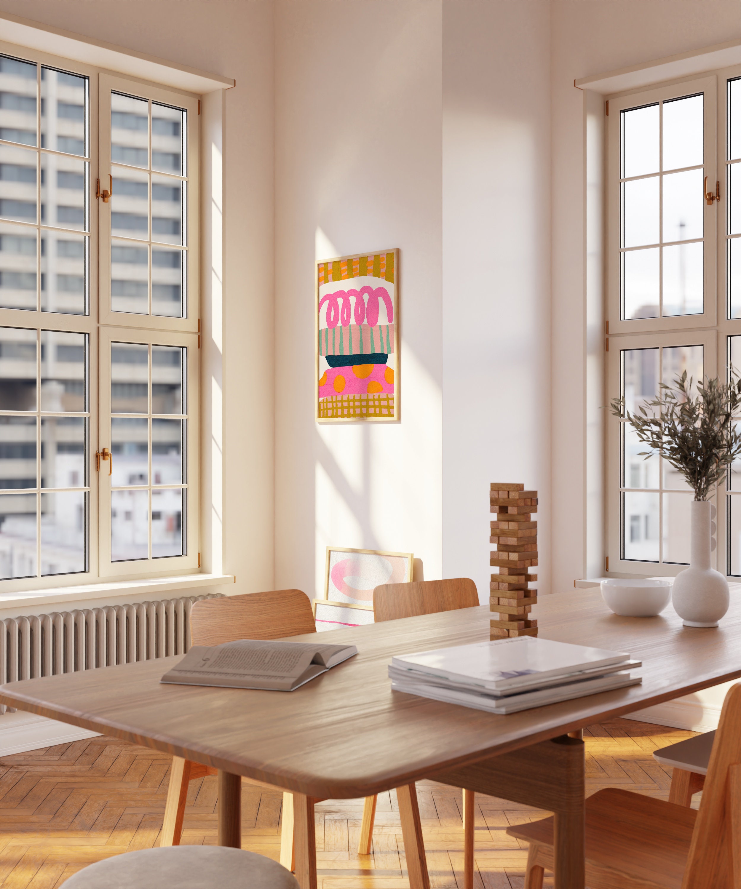 Colorful Abstract Room Colorful Geometric Abstract Art Print: Modern Living Room Decor ...