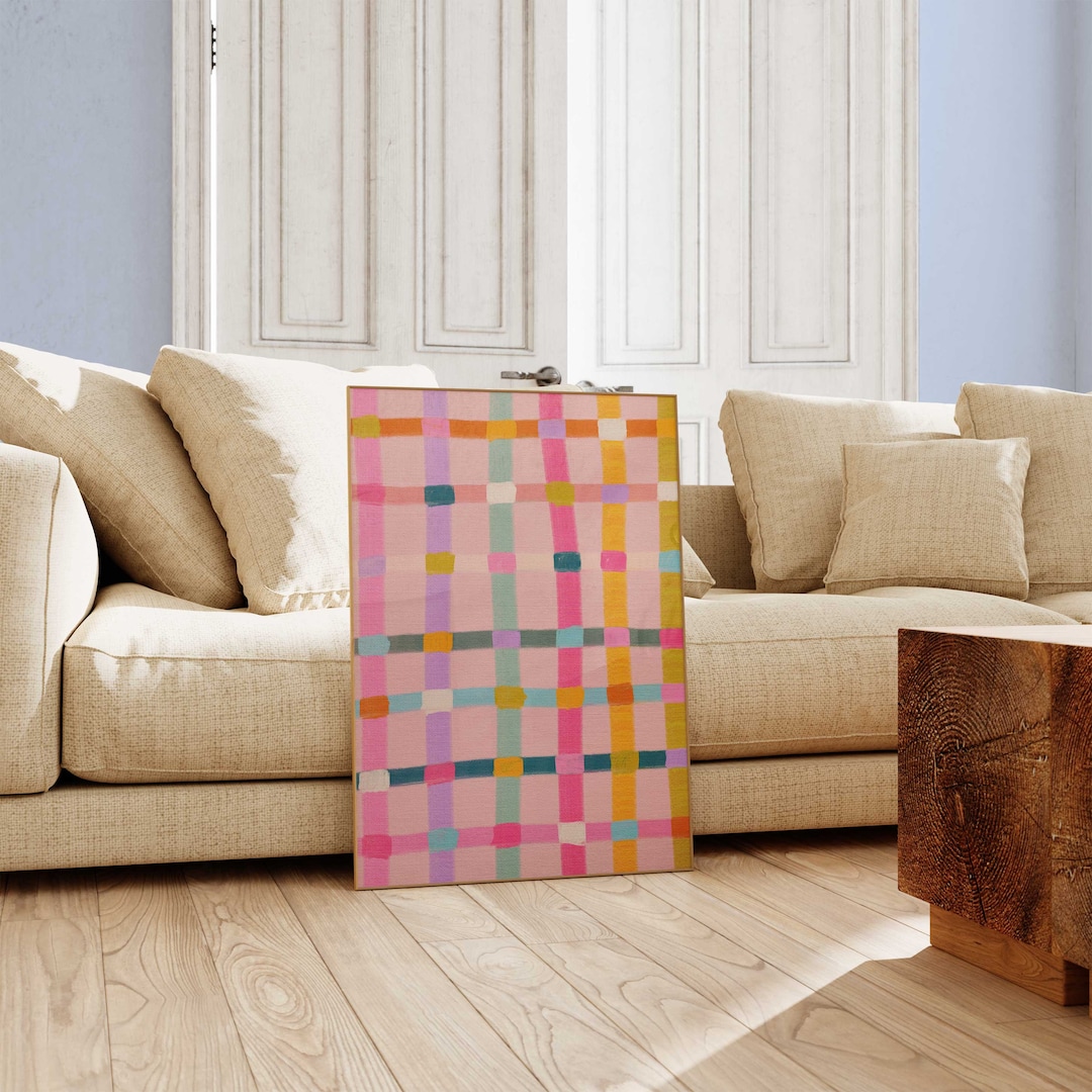 Colorful Grid Acrylic Painting: Abstract Geometric Art Print (digital ...