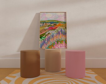 カラフルなコロラド山の印刷可能なアートポスター、風景アートプリント