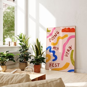 Tut mein Bestes Poster | Motivierende Zitate Typografie | Bunte Wandkunst | Rosa Selbstliebe Poster | Druckbare Digital