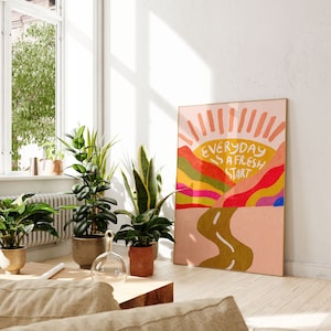 Plakat z motywującymi cytatami | Kolorowa sztuka ścienna | Różowy wydruk Self Love | Wydruk cyfrowy