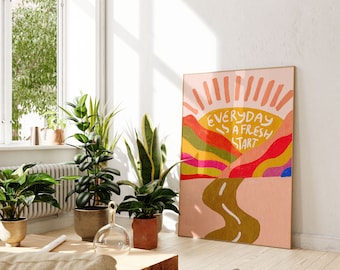 Pôster com citações motivacionais | Arte de parede colorida | Impressão de amor-próprio rosa | Impressão digital