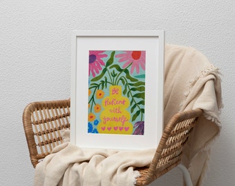 Floral Motivational Quote Poster: Colorful Wall Art (printable Digital