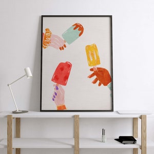 Ice Pop Illustration Wall Art, Colorful Wall Art, Food Wall Art, Acrylic Art, Printable Art, Living Room, Kitchen Art Print, Ice Cream Print image 5