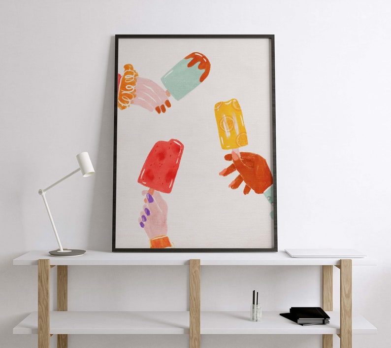 Ice Pop Illustration Wall Art, Colorful Wall Art, Food Wall Art, Acrylic Art, Printable Art, Living Room, Kitchen Art Print, Ice Cream Print image 5