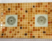 Georges Briard mosaic tile tray, signed MCM, 1960s Mid Century Modern, Eames era home accessories