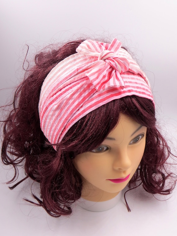 MULTI COLOUR STRIPES KNOTTED HEADWRAP HAIR WRAP SELF TIE HEADBAND LADIES NEW
