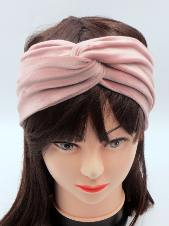 Velvet Turban Headband Blush Pink Headband Boho Twist Knot Etsy