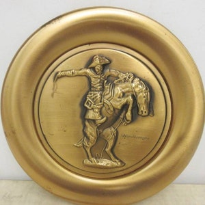 Vintage Frederic Remington&#39;s &quot;The Bronco Buster&quot;  Numbered w/ C of A &#39;s.  Boxed Bronze Plate.