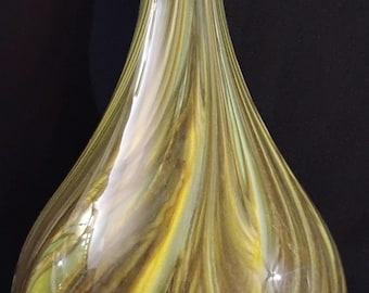 Handblown Green Swirl Glass Vase, 10" - One of a Kind