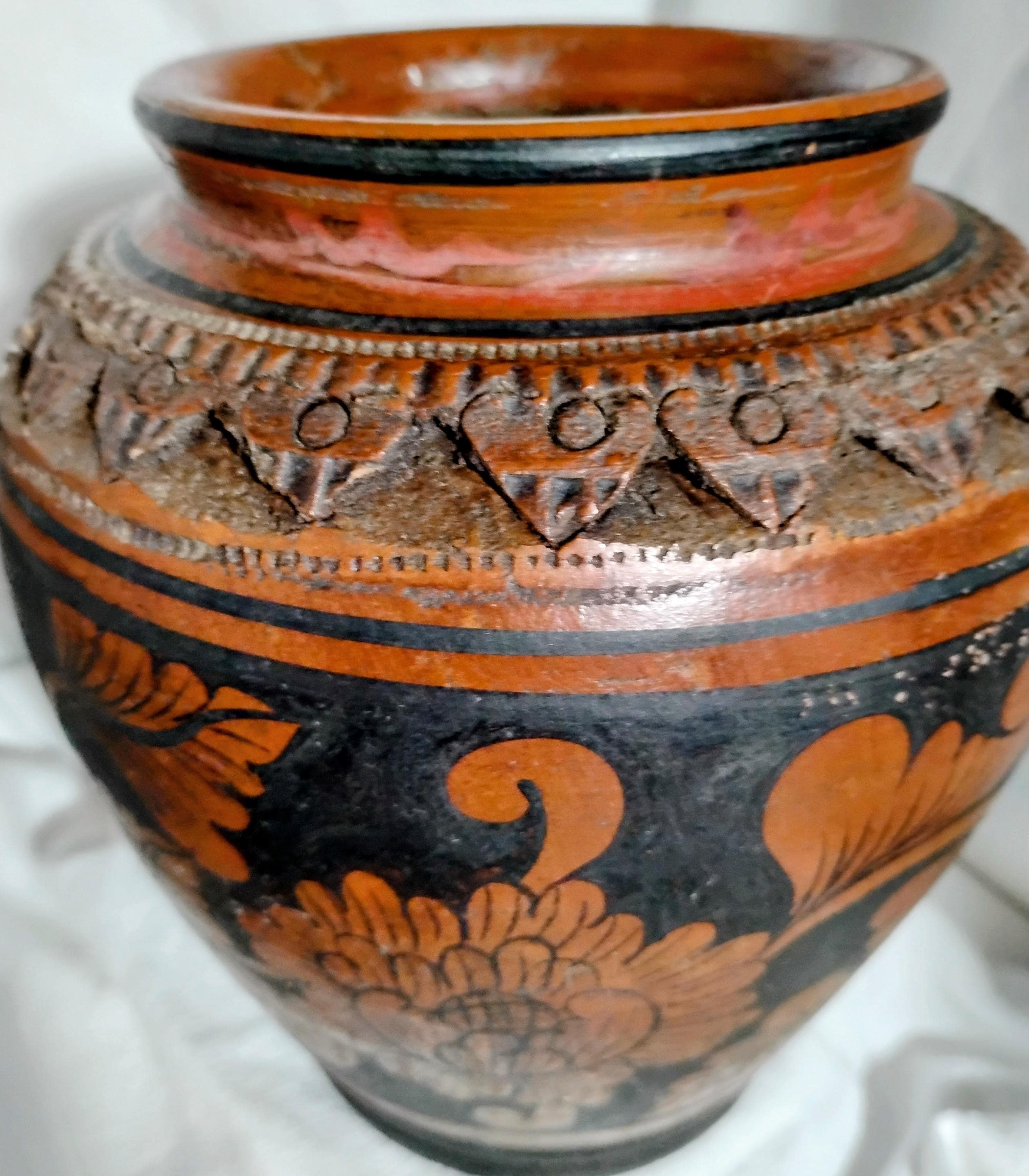 レッドウェア　陶器　抽象文　アメリカ　骨董　古道具 Red Clay Vase Vintage - Etsy