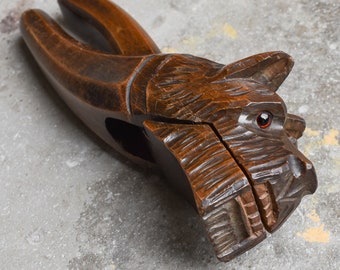 Antique Vintage 19th Century 1800s Hand Carved Wooden Black Forest Schwarzwalder Folk Art Nutcracker Dog Curiosity Decor