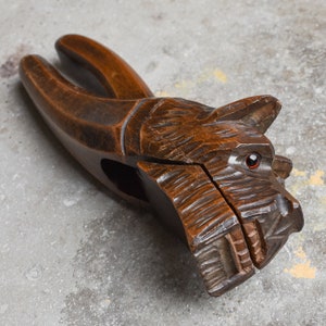 Antique Vintage 19th Century 1800s Hand Carved Wooden Black Forest Schwarzwalder Folk Art Nutcracker Dog Curiosity Decor