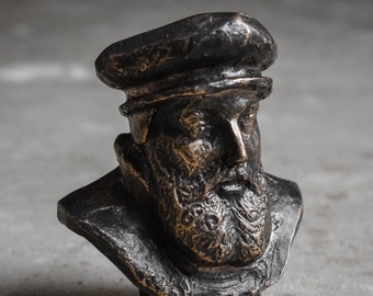 Antique Vintage Early 1900s Bronze Bust Pierer Forestus Bearded Man Barber Shop Man Cave Decor Curiosity