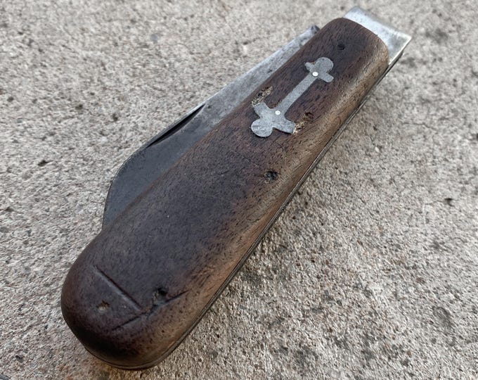 Antique Vintage 30s 1930s Solingen Sailor Rope Pocket Folding Knife Anchor Gear Decor Gift Hiking Bushcraft