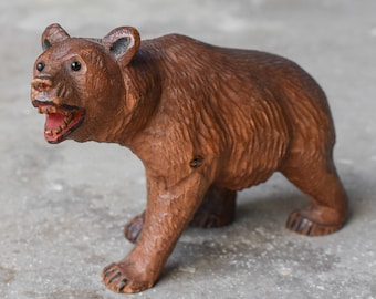 Antique Vintage Early 1900’s Black Forest Hand Carved Bear Carving Figure Statue Folk Art Curiosity Cabin Lodge Ranch Decor Curiosity