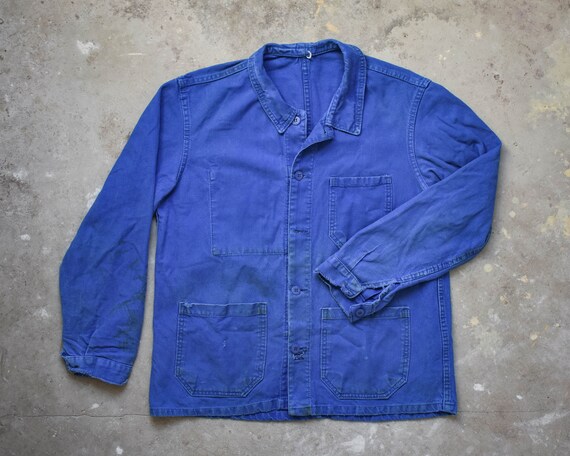 Vintage 50's French Indigo Cotton Worker Jacket Ch