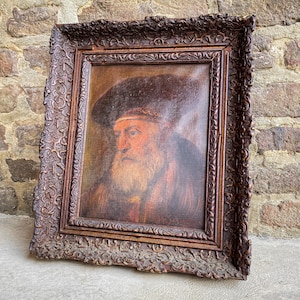 Antique Vintage 19th Century 1800s Oil Portrait Painting Bearded Man Gentleman Nobleman Man Cave Decor Gilded Frame