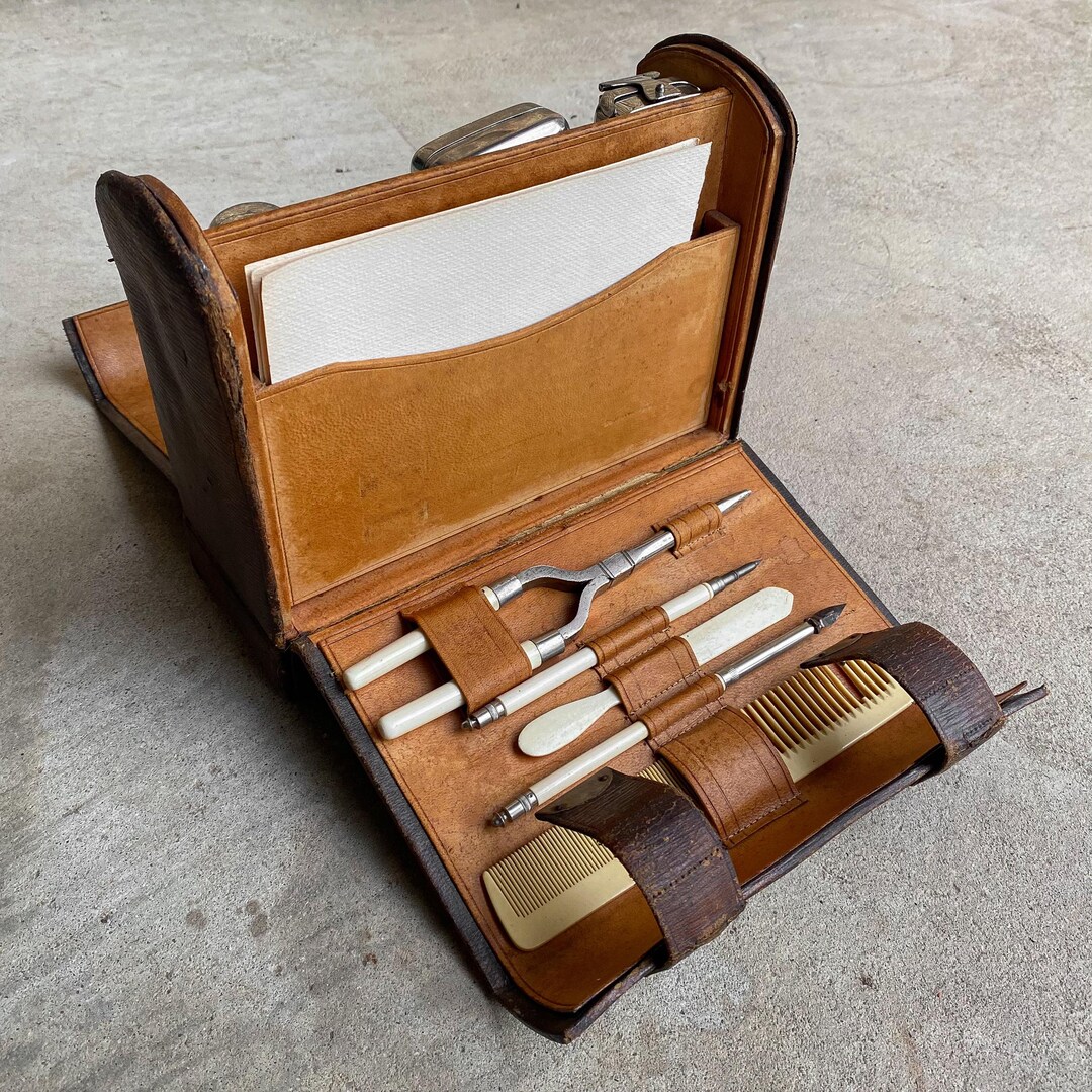 Antique Vintage 30s 1930s Leather Mens Gentleman Leather Grooming ...