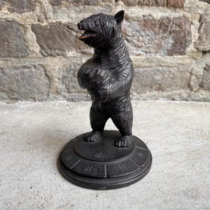 Antike Vintage frühe 1900 des Schwarzwald Schwarzwalder Volkskunst Holz schnitzen Figur Statue Bär Stifthalter Schreibtisch Kuriosität Cabin Decor