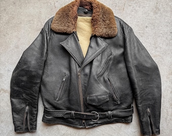 Vintage Cal Leather Motorcycle Jacket, Size Medium, 1950s CHP