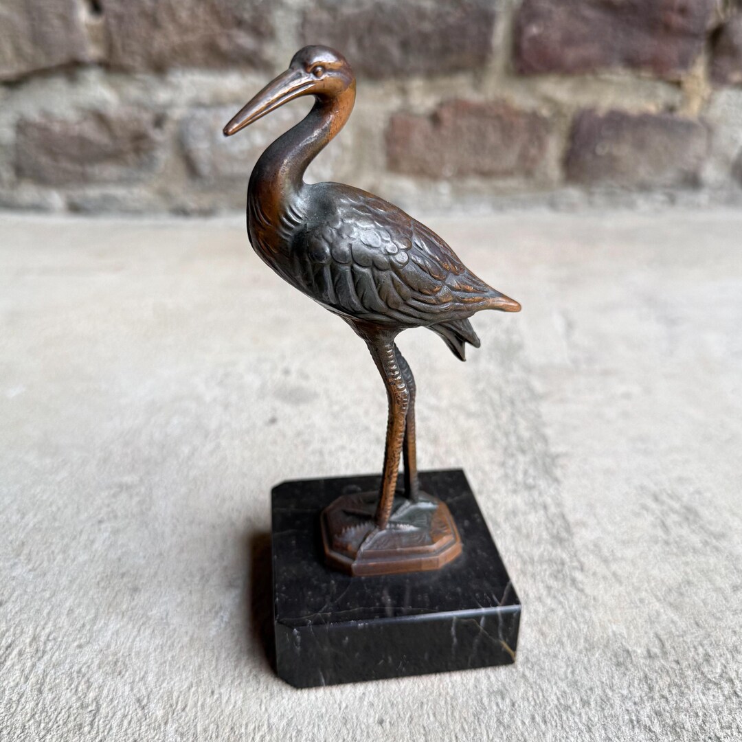 Antique Vintage 30s 1930s French Art Deco Bronze Stork Bird Sculpture ...