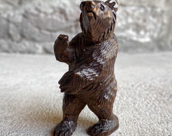 Antique Vintage Early 1900’s Black Forest Hand Carved Bear Carving Figure Statue Folk Art Curiosity Cabin Lodge Decor Curiosity Collection