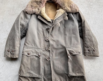Vintage 50s 1950s French Leather Barnstormer Canadienne Coat
