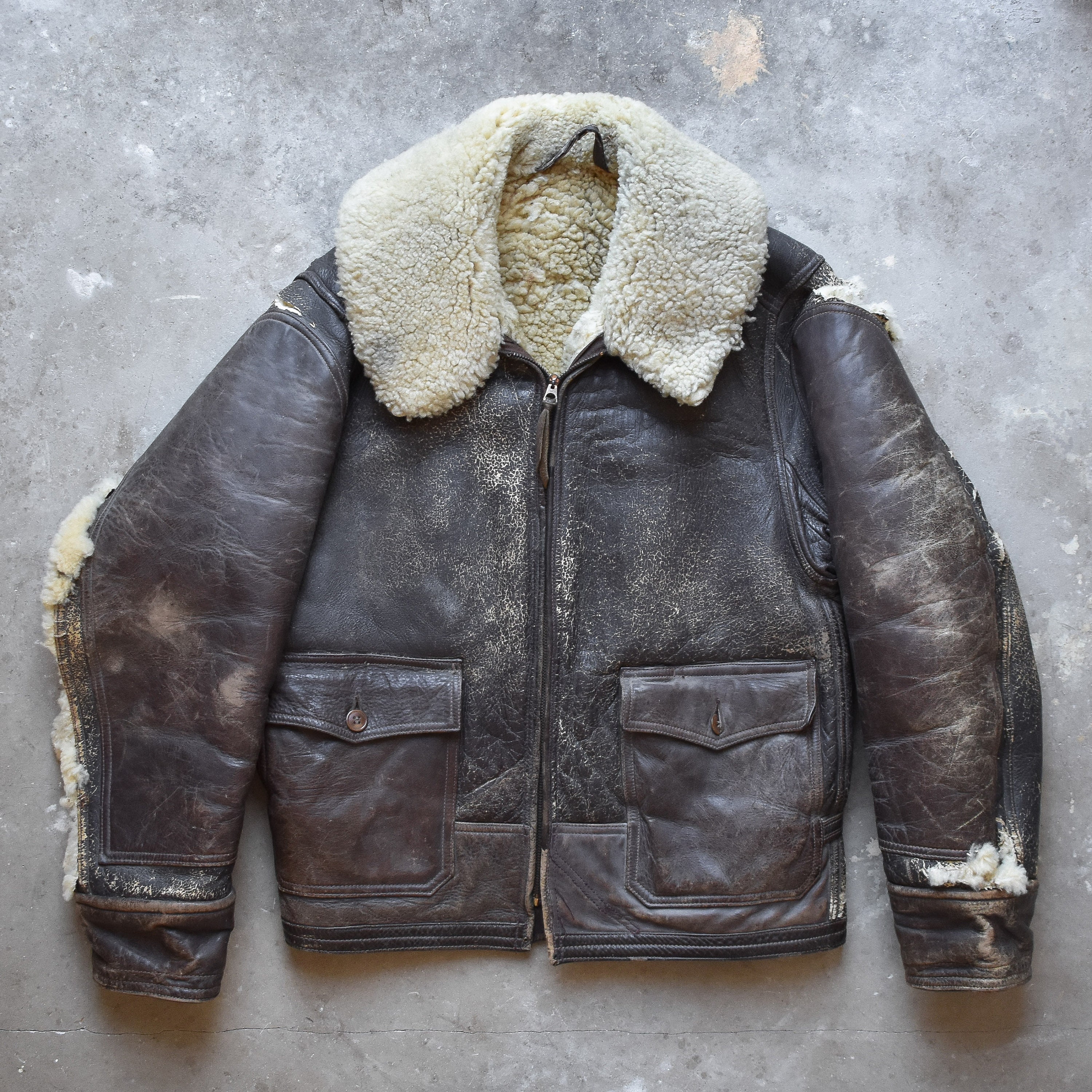 Landing Leathers Men Monogram Collection B-3 Sheepskin Bomber Jacket