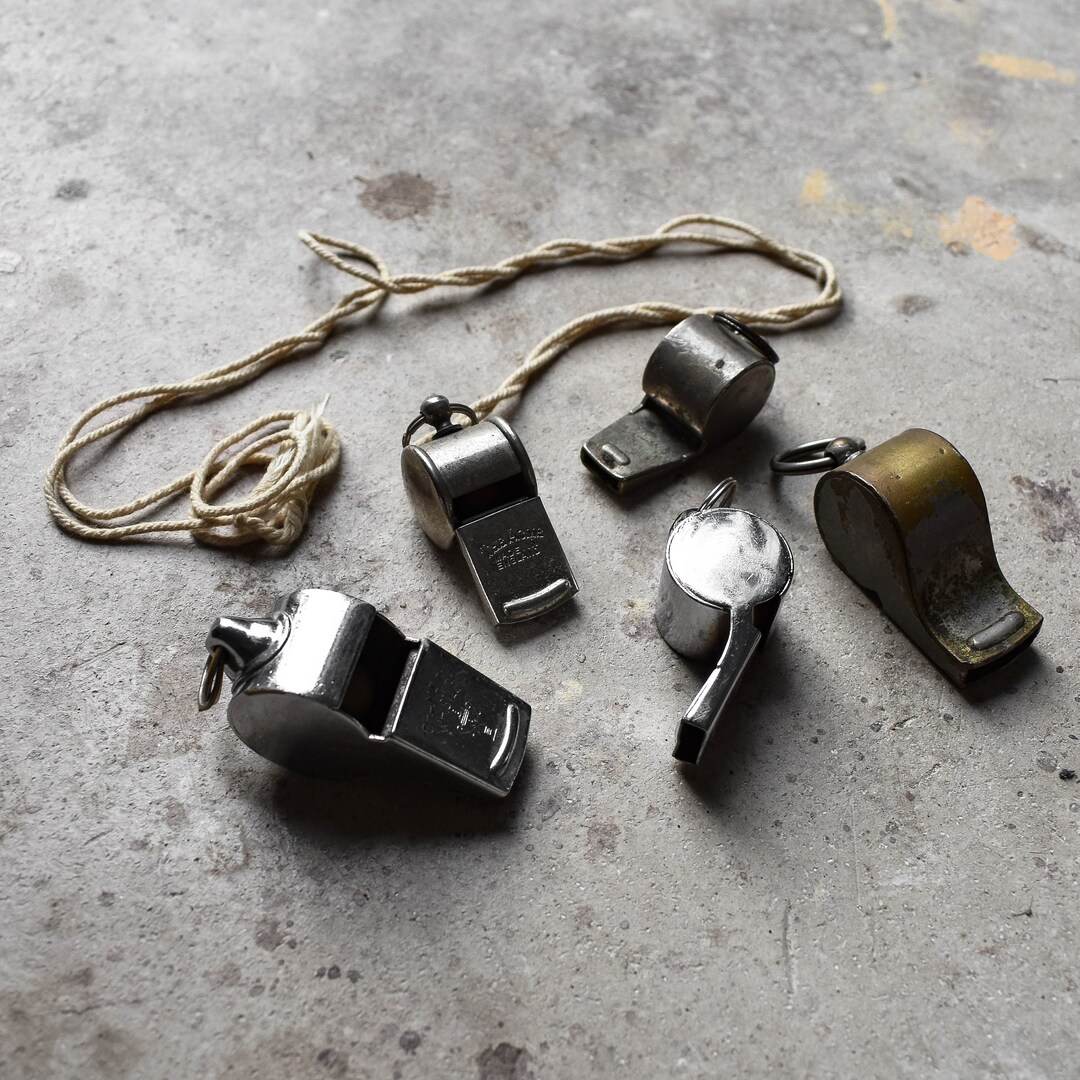Vintage 50's Boy Scout Whistles Brass and Nickle Field Survival Hiking