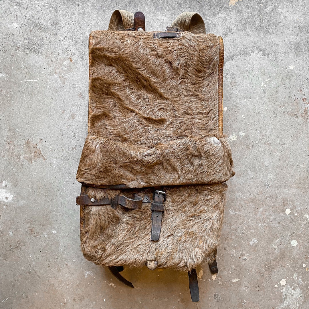 Vintage WWII 40s 1944 Swiss Army Cowhide Tornister Affe Bag Backpack ...