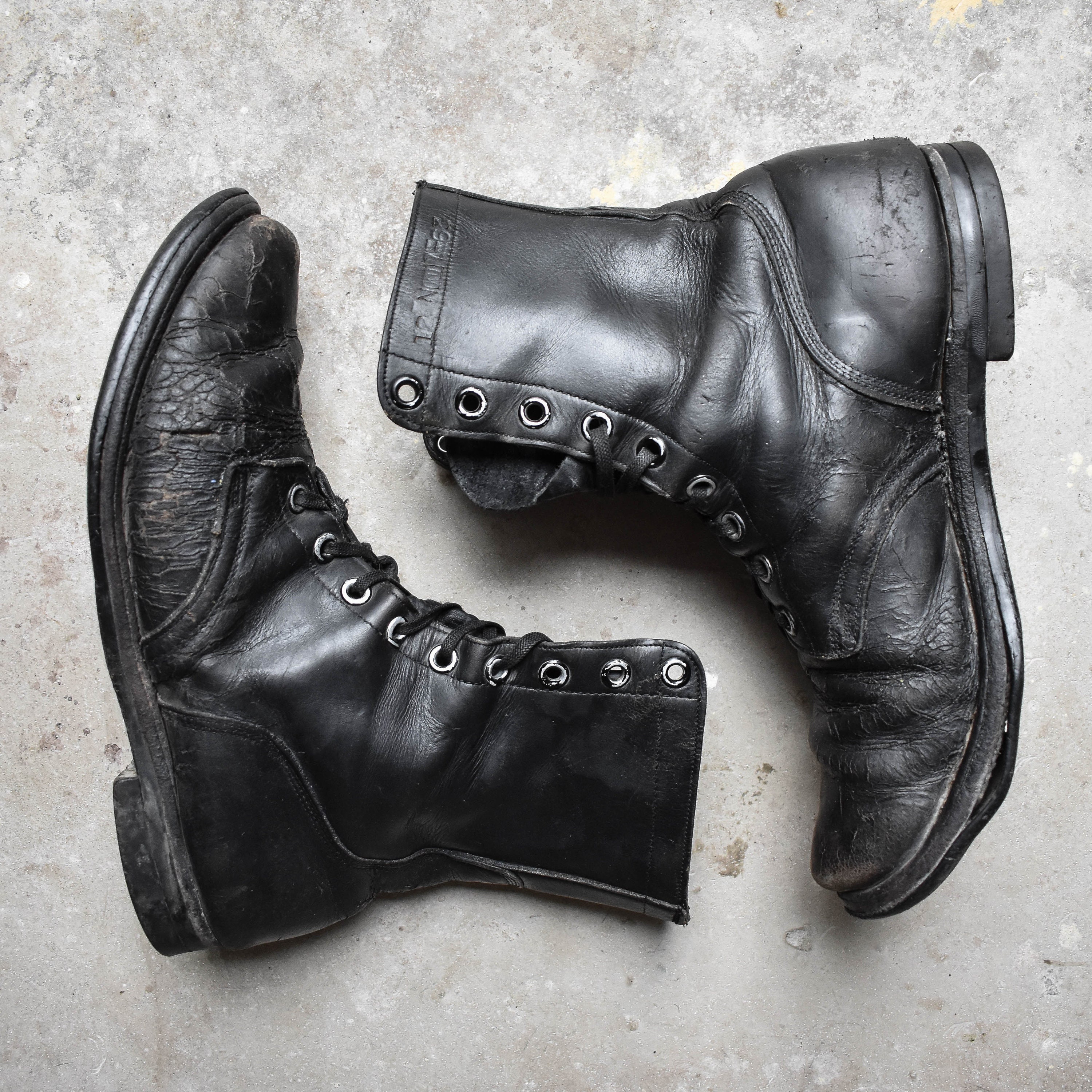 Vintage 50 s Korean War Era US Army Black Leather Combat Boots Service Mens Boots Para Boots Rugged Size Etsy