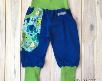 Long pants blue green elephant 92