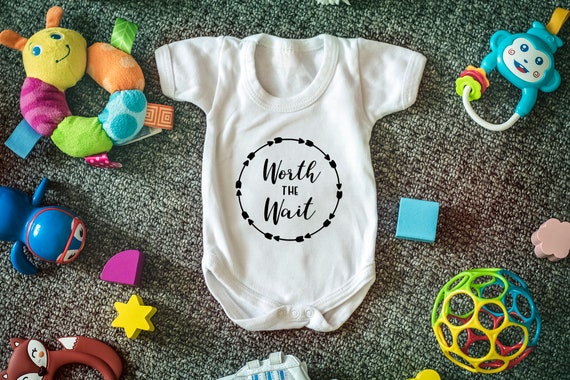 Worth the Wait Personalised Baby Vest Babygrow Bodysuit Baby Shower IVF Baby