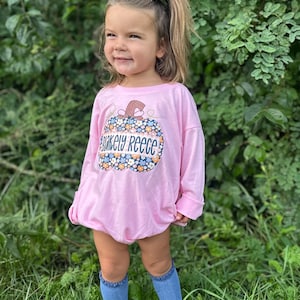 Pumpkin Name Bubble Romper- fall festival, custom infant toddler shirt, unique, plaid, autumn
