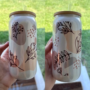 Irridescent Boho Floral Glass Tumbler