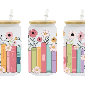 16oz Glass Cup | Bamboo lid | Bookish cup | Booktok | Book club gift | Book lover | reader | Book group | Bookshelf
