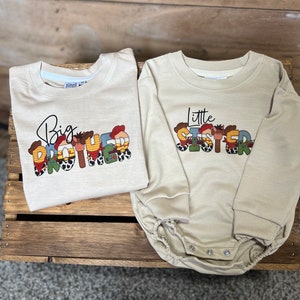 Big Brother Little Sister Match Sibling Shirts, Long Sleeve & Bubble Romper Shirts, Matching Sibling