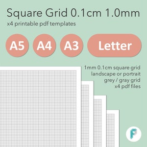 Printable Square Grid 1mm 0.1cm - A3 A4 A5 and US Letter Downloads