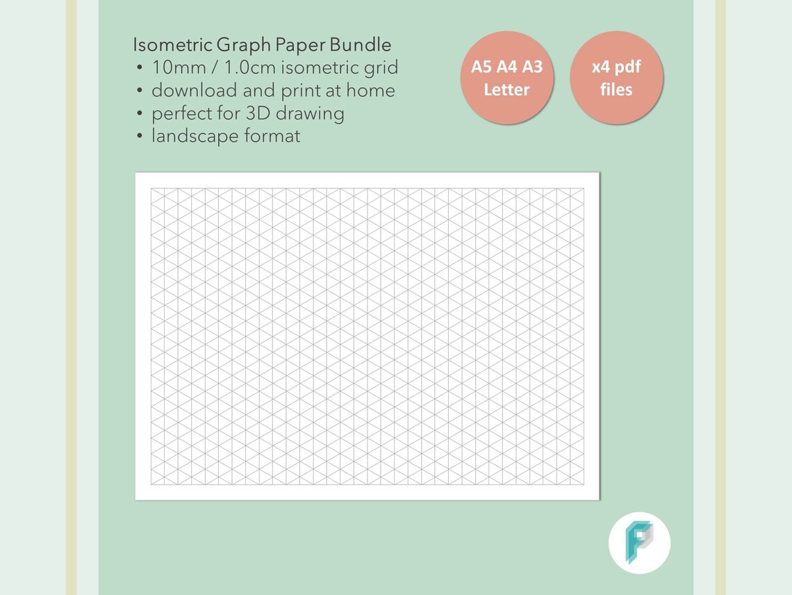 printable isometric graph paper grid 10mm 10cm landscape