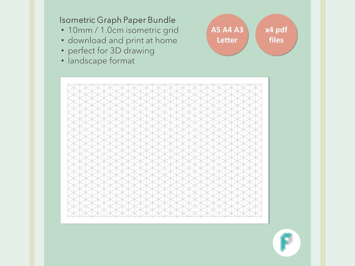 printable isometric graph paper grid 10mm 10cm landscape