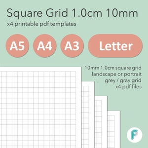 Printable Square Grid 10mm 1cm - A3 A4 A5 and US Letter Downloads