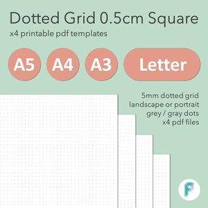 Printable Dot Dotted Grid Square 5mm 0.5cm - A3 A4 A5 and US Letter Downloads