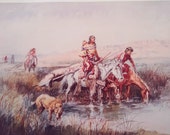 Indian Women Moving Camp by Charles Russell Vintage Poster Native American Art