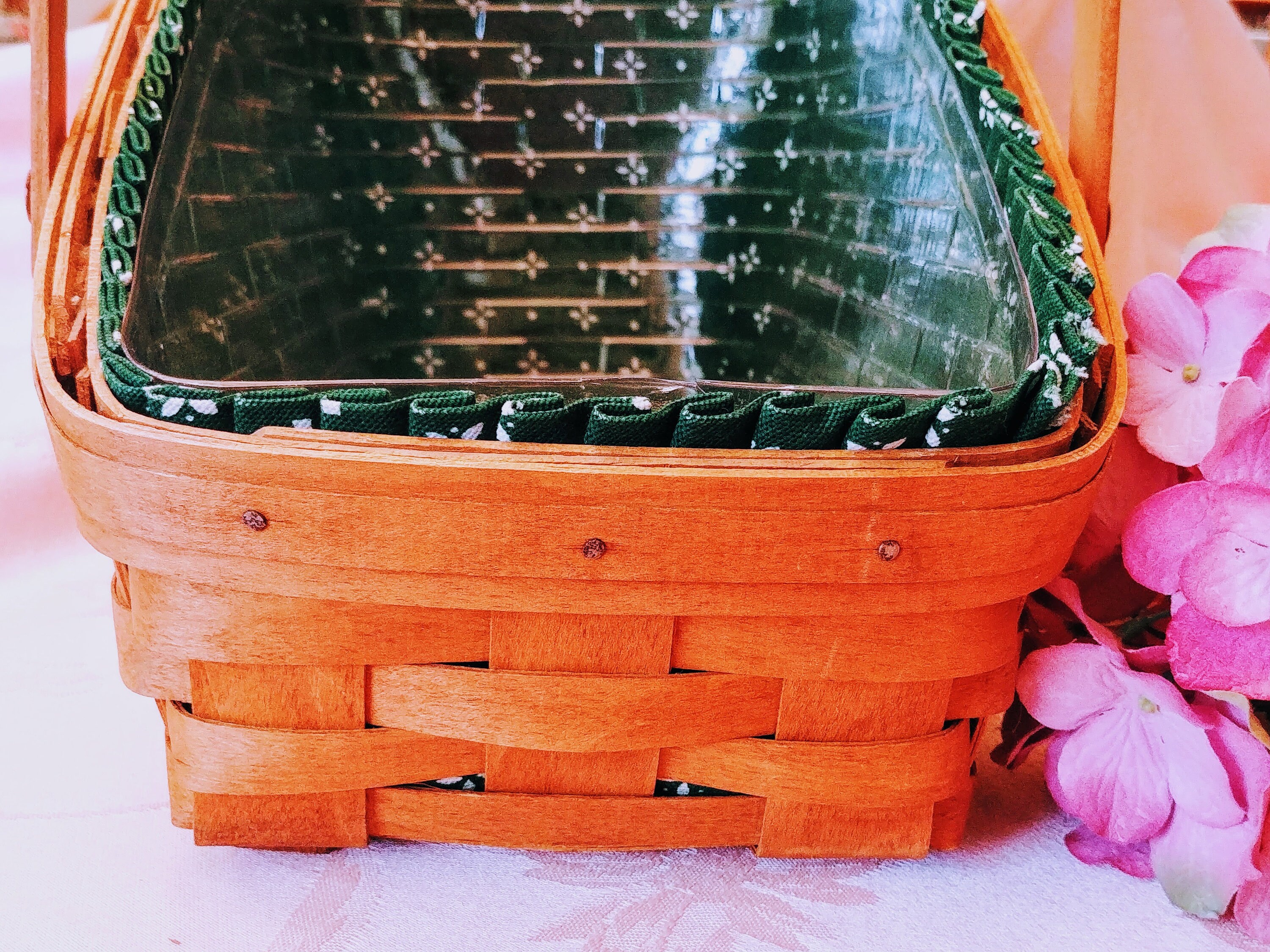 1992 Longaberger Large Vegetable Basket Heritage Green Fabric Etsy