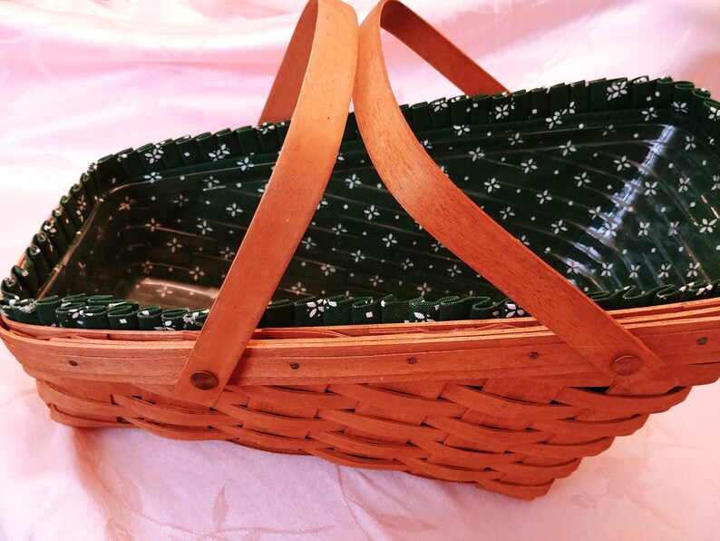 1992 Longaberger Large Vegetable Basket Heritage Green Fabric Etsy