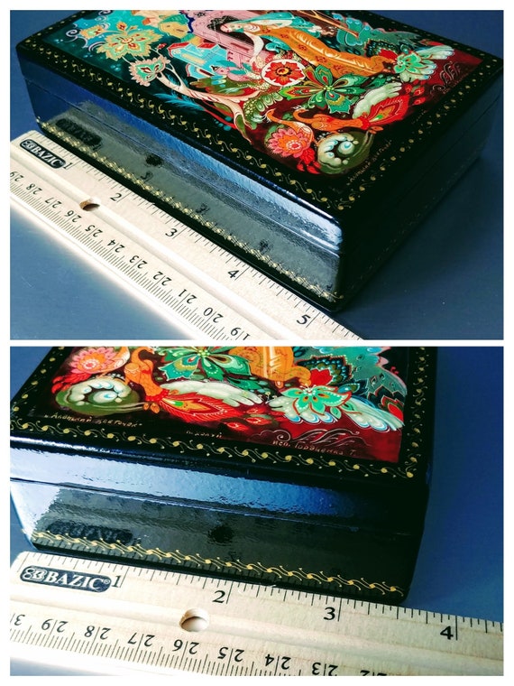 Vintage Russian Xолуй Kholui Lacquer Box, Fairy Tale,… Gem