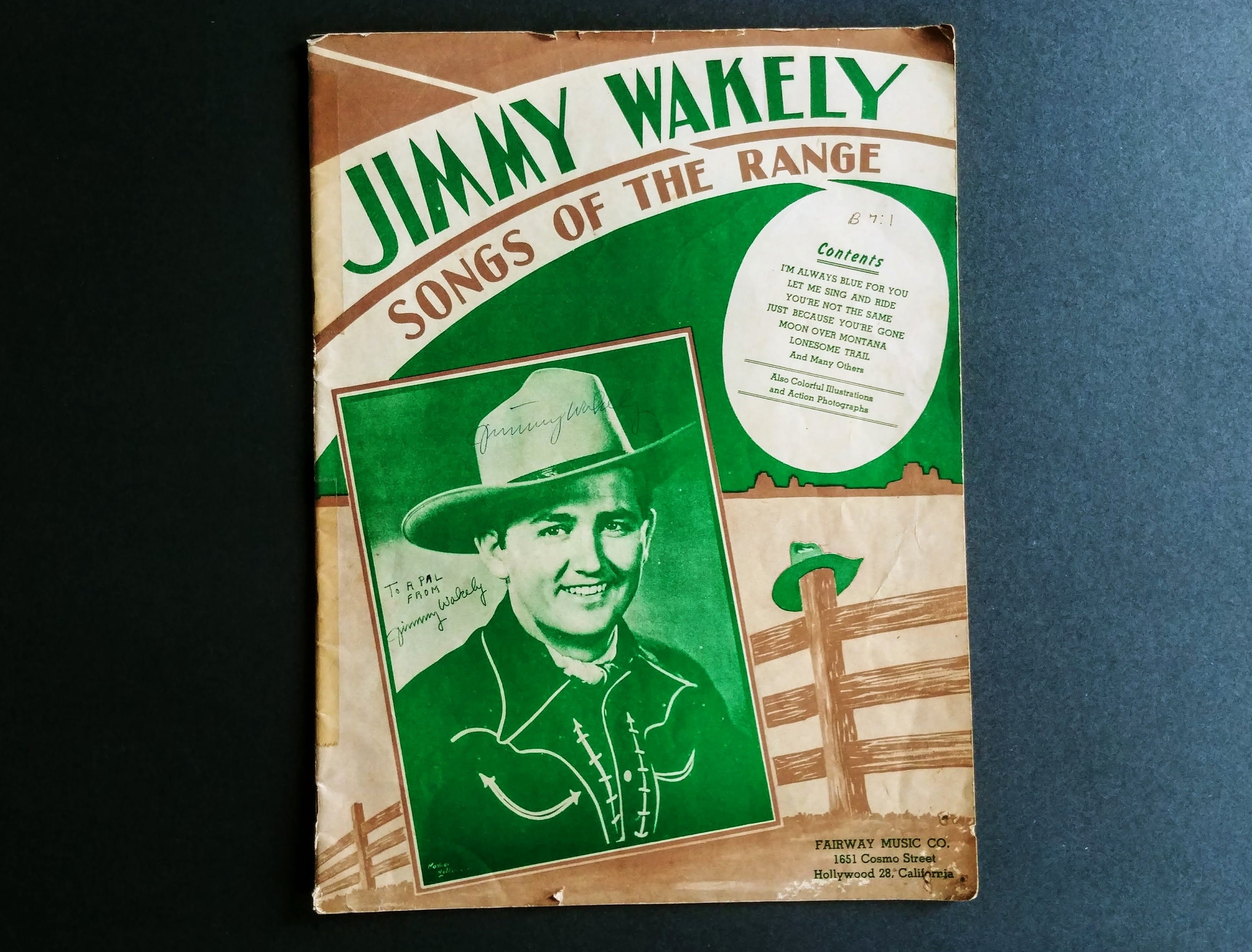 Autographed Jimmy Wakely Songs of the Range / 1946 edition / Etsy